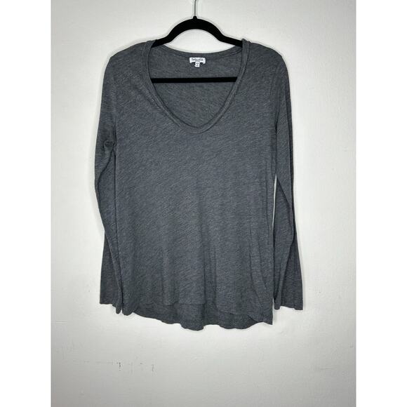 Splendid Dark Heather Gray Light Weight Long Sleeve Deep VNeck Sweater Top Med - Picture 10 of 10